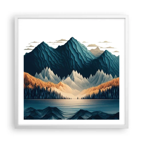 Plakát v bílém rámu - Dokonalá horská krajina - 60x60 cm