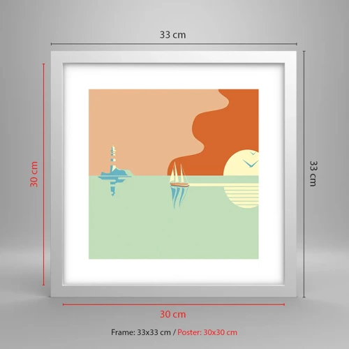 Plakát v bílém rámu - Dokonalá mořská krajina - 30x30 cm