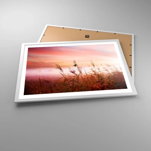 Plakát v bílém rámu - Draci, pampelišky a vítr - 70x50 cm