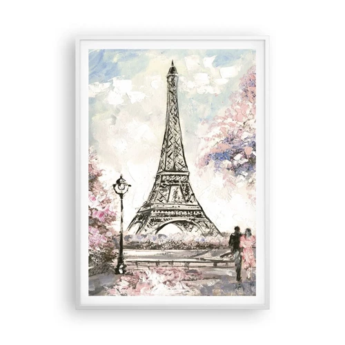 Plakát v bílém rámu - Dubnová procházka Paříží - 70x100 cm