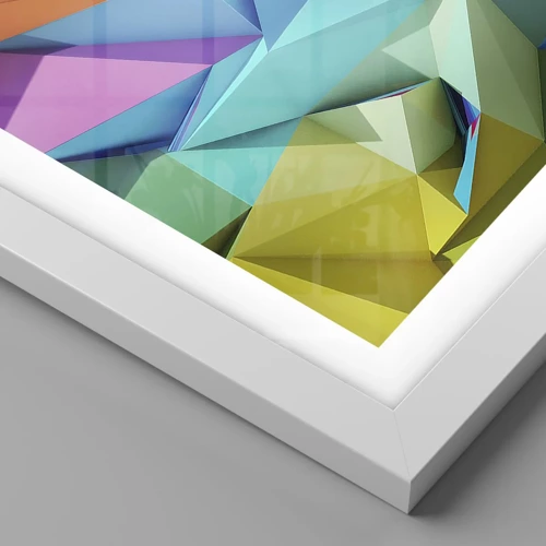 Plakát v bílém rámu - Duhové origami - 100x70 cm