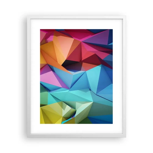 Plakát v bílém rámu - Duhové origami - 40x50 cm