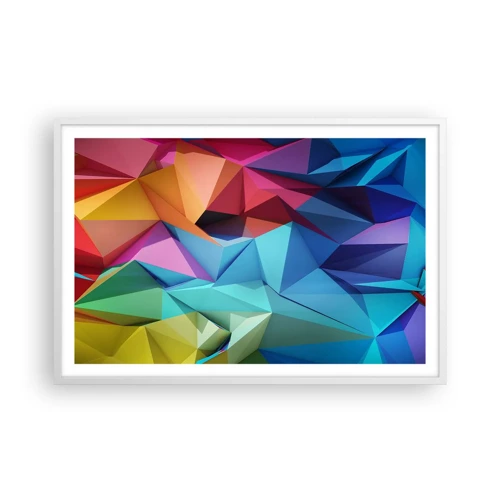 Plakát v bílém rámu - Duhové origami - 91x61 cm