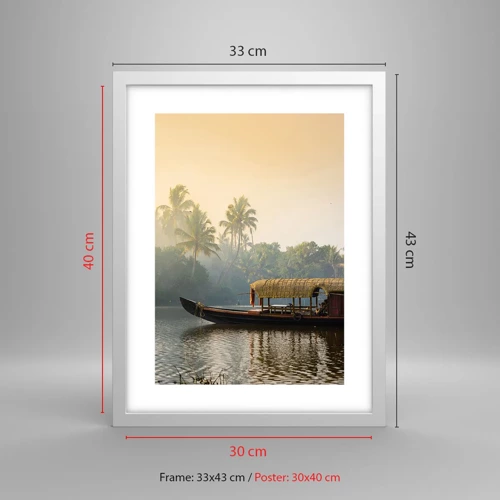 Plakát v bílém rámu - Dům na řece - 30x40 cm