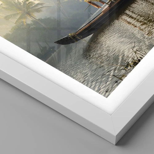 Plakát v bílém rámu - Dům na řece - 40x50 cm
