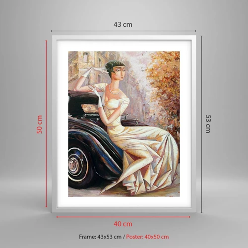 Plakát v bílém rámu - Elegance v retro stylu - 40x50 cm