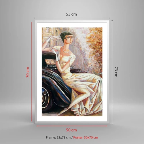 Plakát v bílém rámu - Elegance v retro stylu - 50x70 cm