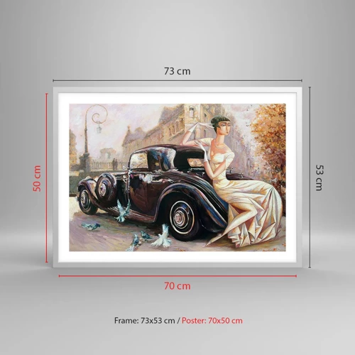 Plakát v bílém rámu - Elegance v retro stylu - 70x50 cm