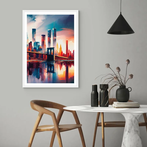 Plakát v bílém rámu - Famózní New York - 30x40 cm