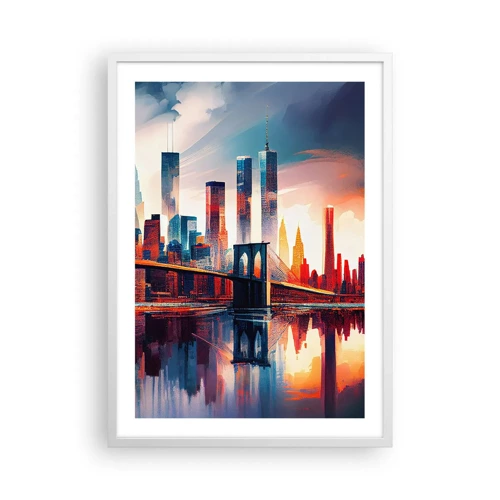 Plakát v bílém rámu - Famózní New York - 50x70 cm