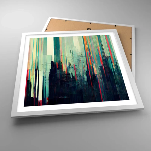 Plakát v bílém rámu - Futuristické město - 50x50 cm