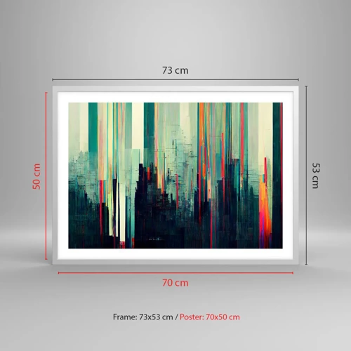 Plakát v bílém rámu - Futuristické město - 70x50 cm