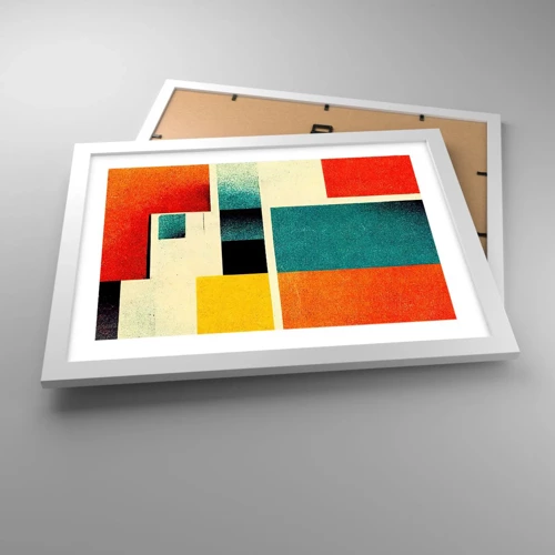 Plakát v bílém rámu - Geometrická abstrakce – dobrá energie - 40x30 cm