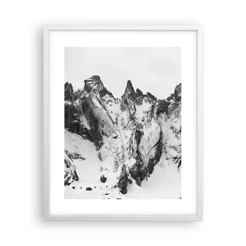 Plakát v bílém rámu - Hrozivý žulový hřeben - 40x50 cm