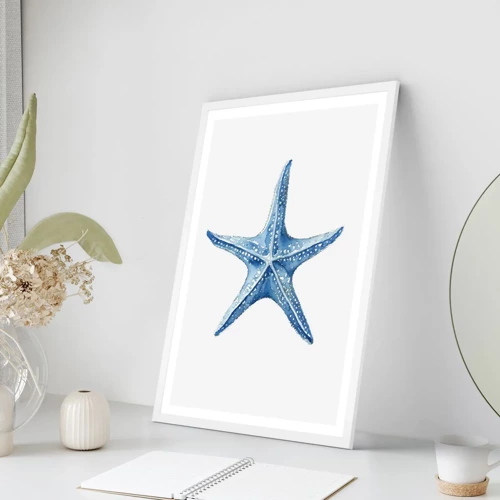 Plakát v bílém rámu - Hvězda moře - 70x100 cm