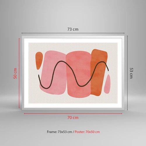 Plakát v bílém rámu - Jemný pohyb forem - 70x50 cm