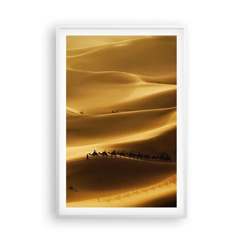 Plakát v bílém rámu - Karavana na vlnách pouště - 61x91 cm
