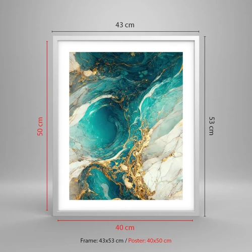 Plakát v bílém rámu - Kompozice se zlatými žilami - 40x50 cm