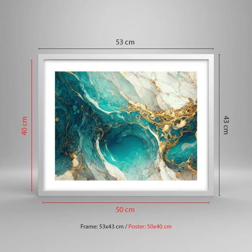 Plakát v bílém rámu - Kompozice se zlatými žilami - 50x40 cm