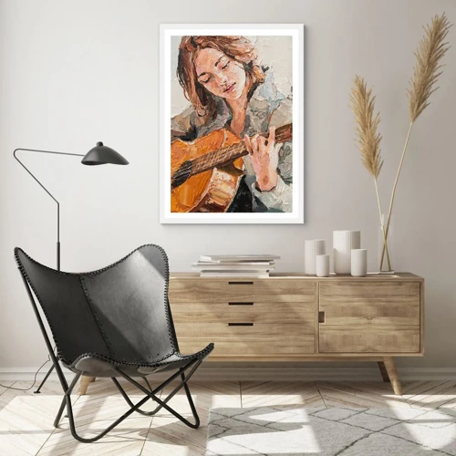 Plakát v bílém rámu - Koncert pro kytaru a dívčí srdce - 40x50 cm