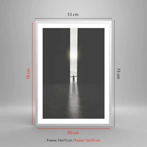 Plakát v bílém rámu - Krok ke světlé budoucnosti - 50x70 cm