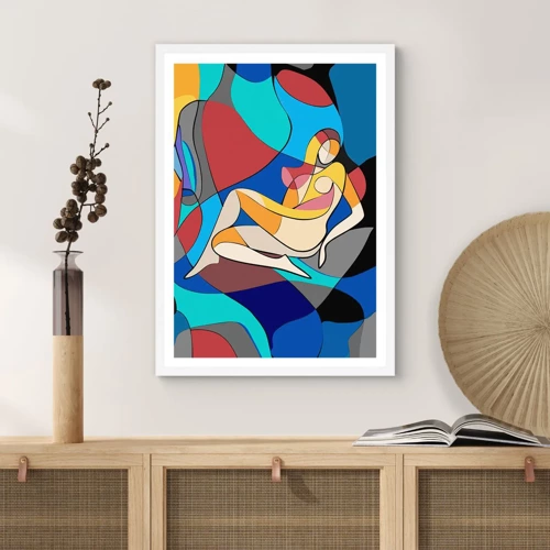 Plakát v bílém rámu - Kubistický akt - 40x50 cm