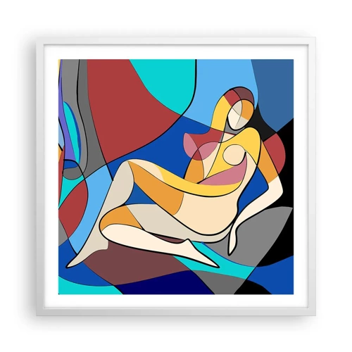 Plakát v bílém rámu - Kubistický akt - 60x60 cm