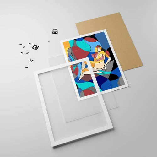 Plakát v bílém rámu - Kubistický akt - 61x91 cm