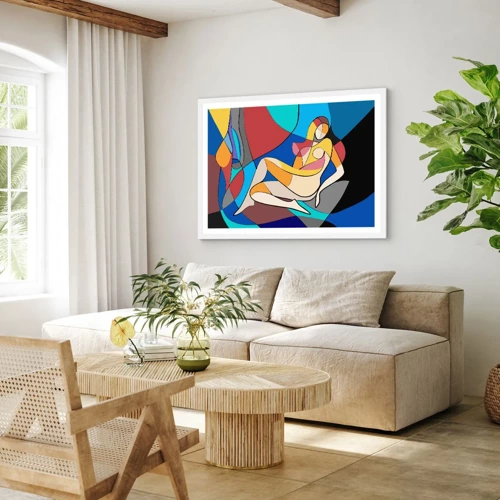 Plakát v bílém rámu - Kubistický akt - 70x50 cm