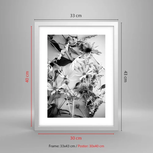 Plakát v bílém rámu - Květiny bez kytice - 30x40 cm