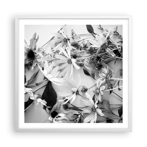 Plakát v bílém rámu - Květiny bez kytice - 60x60 cm