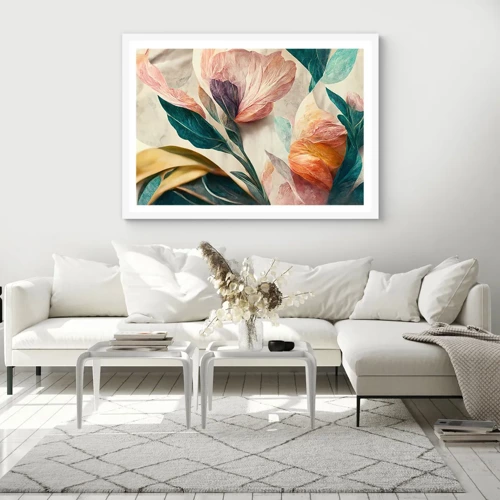Plakát v bílém rámu - Květiny jižních ostrovů - 50x40 cm