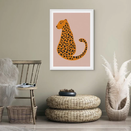Plakát v bílém rámu - Leopardní vzor je v módě - 40x50 cm