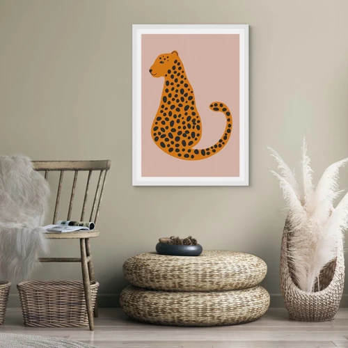 Plakát v bílém rámu - Leopardní vzor je v módě - 50x70 cm