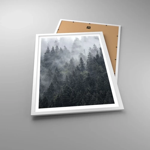 Plakát v bílém rámu - Lesní svítání - 50x70 cm