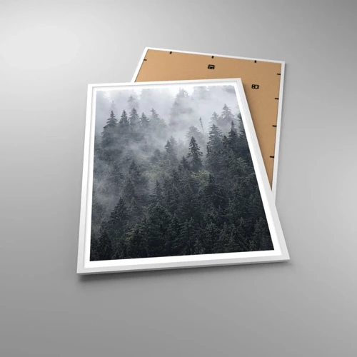 Plakát v bílém rámu - Lesní svítání - 70x100 cm