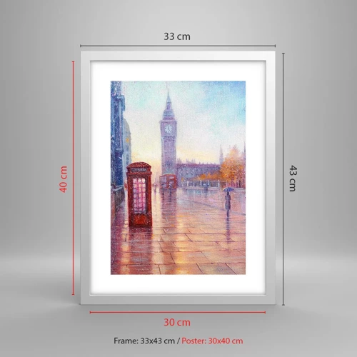 Plakát v bílém rámu - Londýnský podzimní den - 30x40 cm