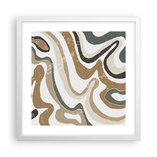 Plakát v bílém rámu - Meandry zemitých barev - 40x40 cm