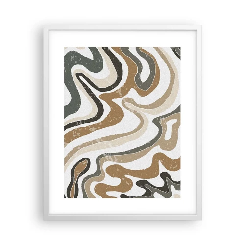 Plakát v bílém rámu - Meandry zemitých barev - 40x50 cm
