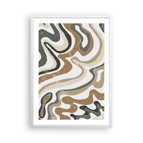 Plakát v bílém rámu - Meandry zemitých barev - 50x70 cm