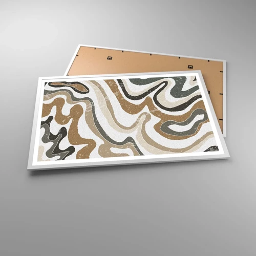 Plakát v bílém rámu - Meandry zemitých barev - 91x61 cm
