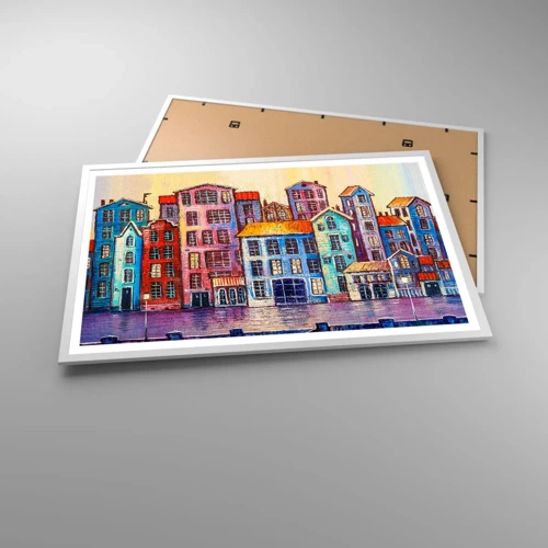 Plakát v bílém rámu - Město jako z pohádky - 91x61 cm