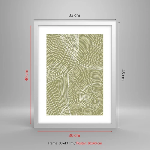 Plakát v bílém rámu - Mistrovská abstrakce v bílé - 30x40 cm