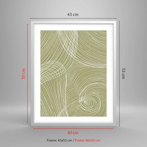 Plakát v bílém rámu - Mistrovská abstrakce v bílé - 40x50 cm
