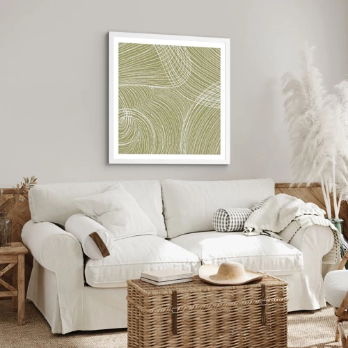 Plakát v bílém rámu - Mistrovská abstrakce v bílé - 50x50 cm