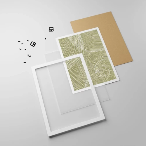 Plakát v bílém rámu - Mistrovská abstrakce v bílé - 50x70 cm