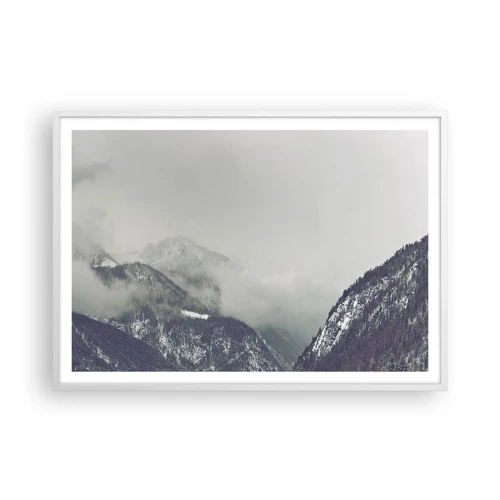 Plakát v bílém rámu - Mlžné údolí - 100x70 cm