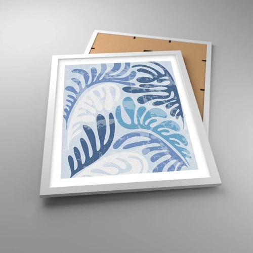 Plakát v bílém rámu - Modré kapradí - 40x50 cm