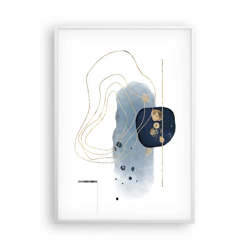 Plakát v bílém rámu - Modro-zlatá fantazie - 70x100 cm