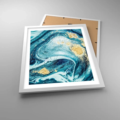 Plakát v bílém rámu - Modrý vír - 40x50 cm